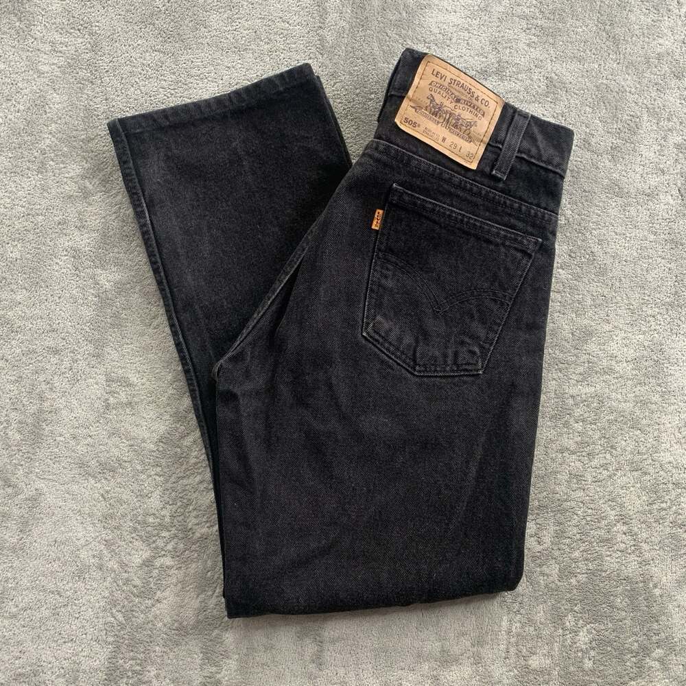 Vintage Levi’s Orange Tab 505 Jeans Mens 29x26 Black Reg Fit Straight Leg Mexico